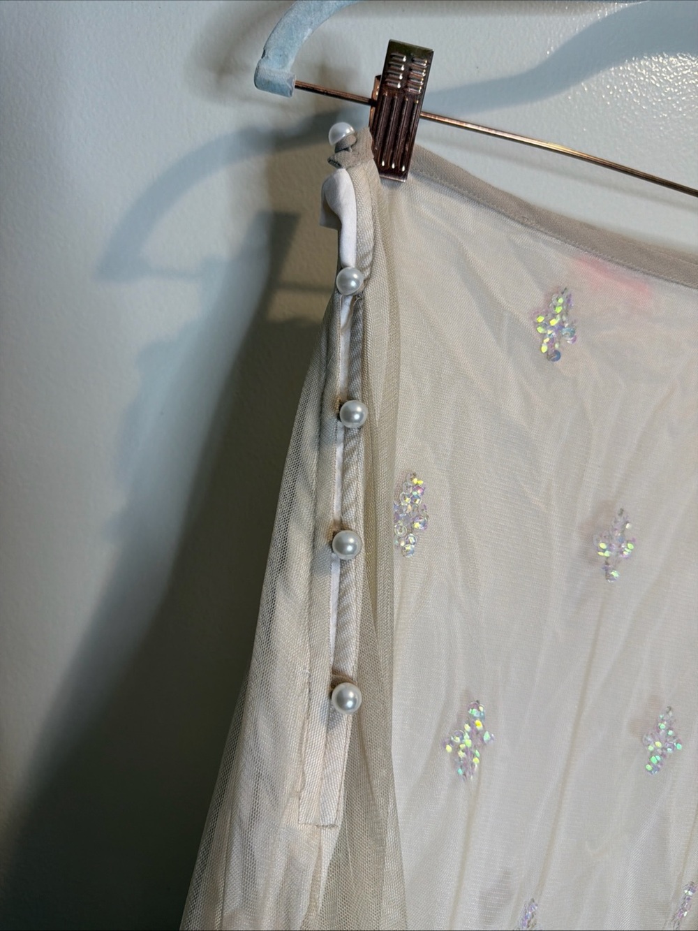 Free People Ciara Shimmer Ethereal Beaded Embellished Midi Skirt XS - Picture 4 of 7